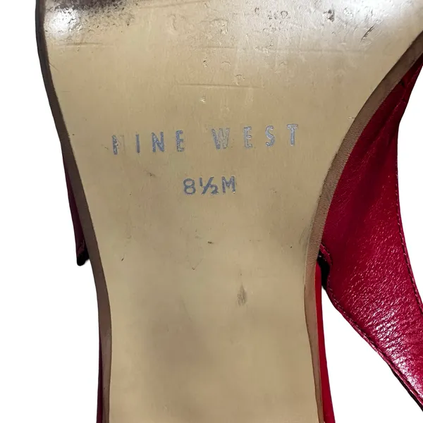 Nine West Red Leather Square Toe Mary Jane Slingback Heels 8.5M Y2K - Image 13