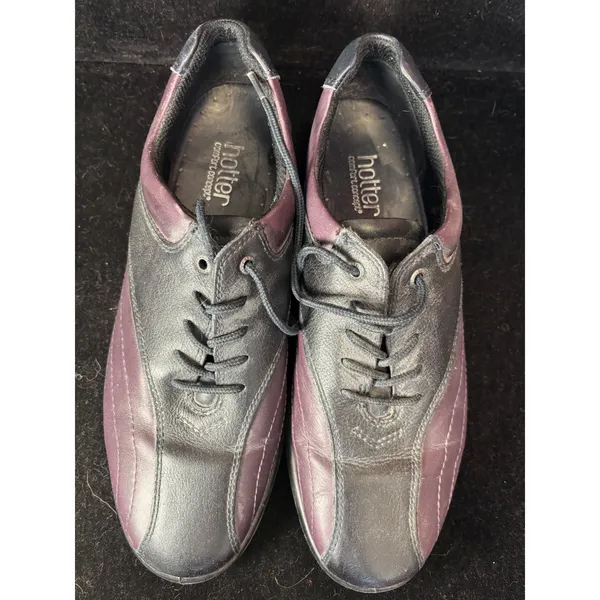 Hotter Comfort Concept Black Plum Leather Lace Up Walking Shoes Made in England - Image 2