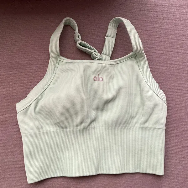 Alo Yoga Seamless Ribbed Favorite Bra Tank Spearmint XS - Image 6