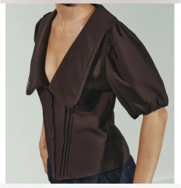 ZARA Brown Poplin Top - Image 3