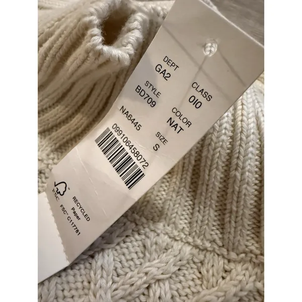 J.Crew Women's Small Cream Mock Neck Sweater Cableknit Knit Pullover Classic - Image 6