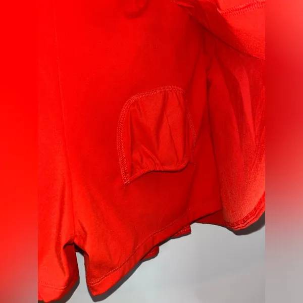 CRZ Yoga Red High Waisted Tennis Mini Pleated Skirt Spandex Inner Shorts Skort - Image 9