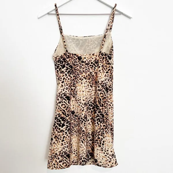 Beginning Boutique Dress Size 2 Brown Leopard Slit Square Neck Mini‎ Maximalism - Image 6