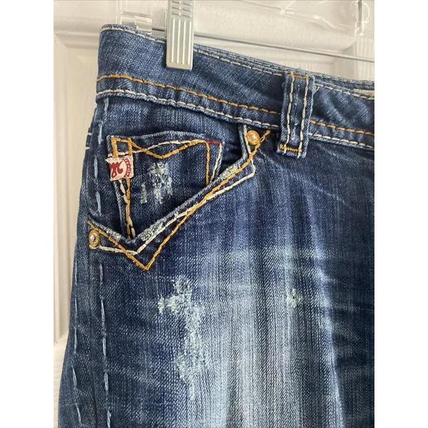 MEK Denim New Oaxaca Cigarette Size 26 Blue‎ Jeans Slim Contrast Stitch Y2K - Image 3