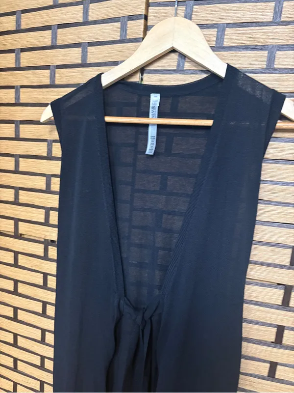 Victorias Secret Swim Black Long Sheer Tie Front Swim Cover Up Size Small - Image 3