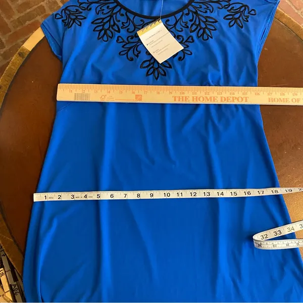 Bob Mackie wearable art‎ Royal Blue with Embroidery Midi Dress size xs nwt new - Image 6