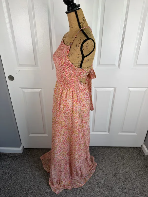 Koko + Mason Floral Halter Maxi Dress Size XL NWOT Open Back Smocked Boho - Image 4