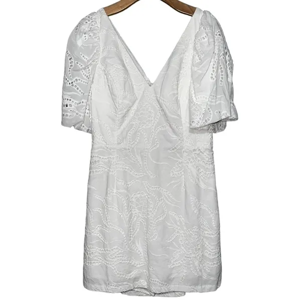 Lilly Pulitzer Women’s Size 14 White Celestina V-Neck Eyelet Mini Dress Romper - Image 5