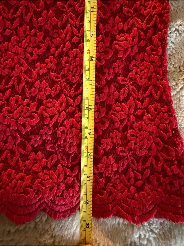 Forenza Red Lace Mock Neck Long Sleeve Top Scallop Hem Top Size Small 90’s Y2K - Image 8