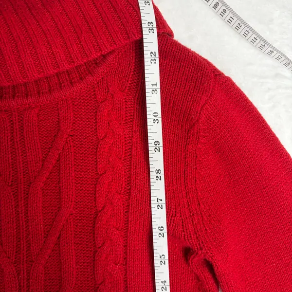GUESS Cable-Knit Turtleneck Sweater Dress Women's M Red Parisian Holiday Party - Image 5