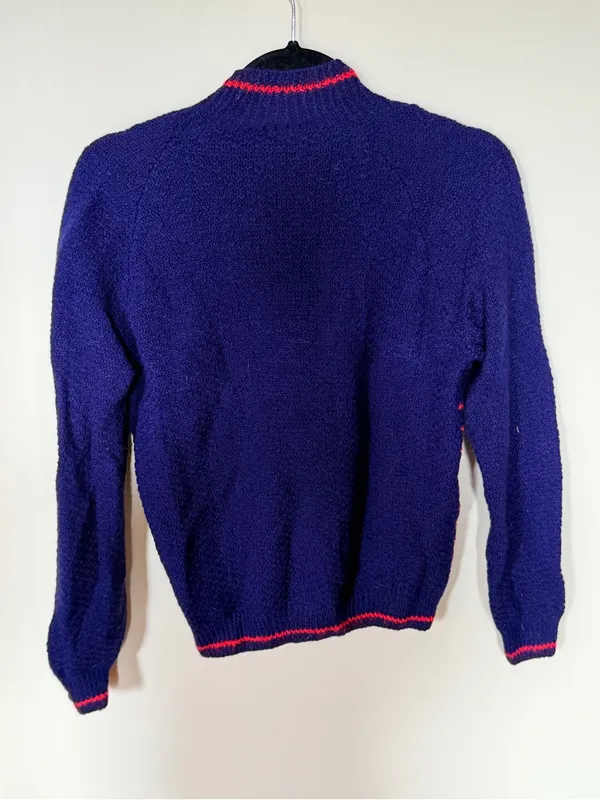 Vintage blue and red striped sweater size S - Image 2