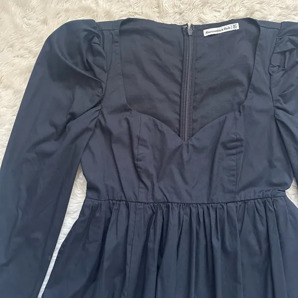 Abercrombie & Fitch Dress Long Sleeve Poplin Babydoll Mini Black Tall Sz MT - Image 4