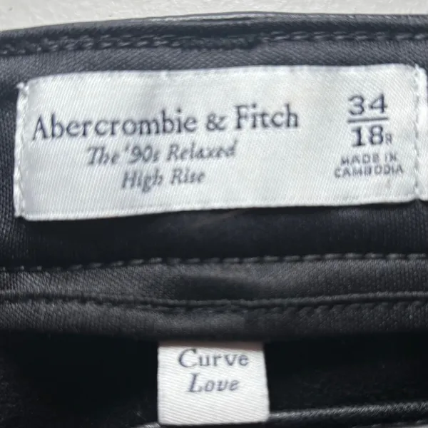 Abercrombie & Fitch‎ Black 90s Relaxed High-Rise Curvy Love Faux Leather Pant 18 - Image 4