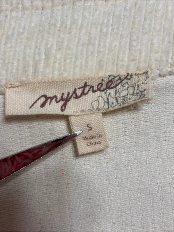 Mystree Corduroy Jacket S Cream Herringbone Mixed Media Utility Shacket fall - Image 14