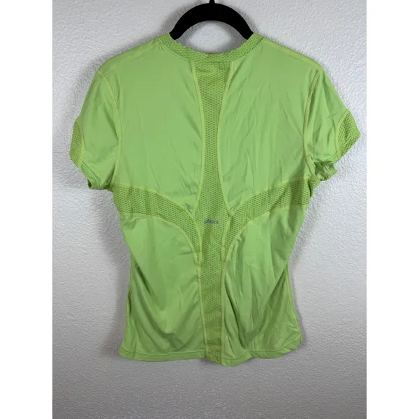 ASICS Running Shirt Women M Lime Green Short‎ Sleeve Breathable Sporty Athletic - Image 4