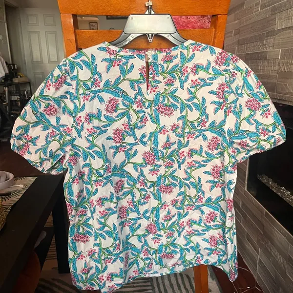 J. Crew Floral Blouse - White, Pink, Green, Blue - Image 2