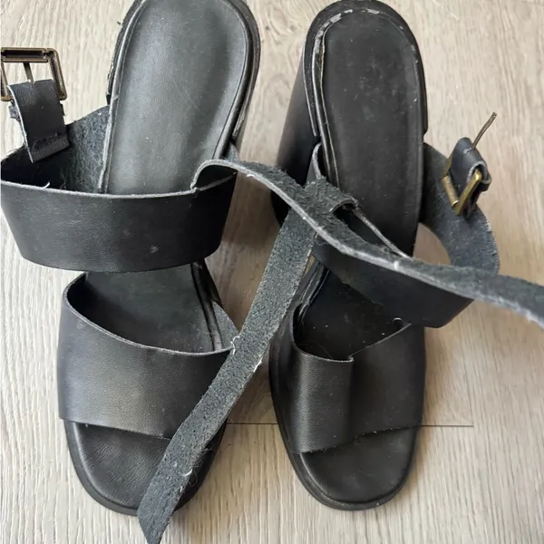 Women’s Black Faux Leather Platform Ankle Strap Heels - Image 16