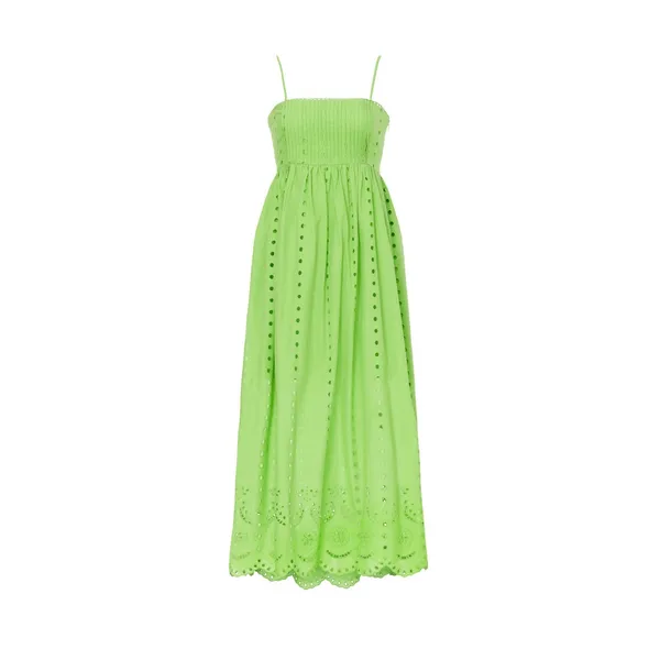Slate & Willow Green Eyelet Sleeveless Square Neck Empire Midi Dress Size XS - Image 4