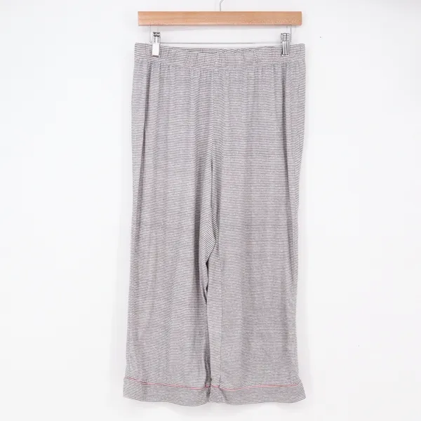 Rae Dunn Pajama Set Women's L Grey Striped Button-Down Excellent - Image 6