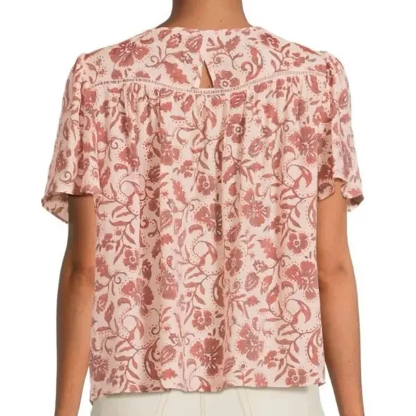 Nanette Lepore NWT orange floral ruffle sleeve blouse small - Image 2