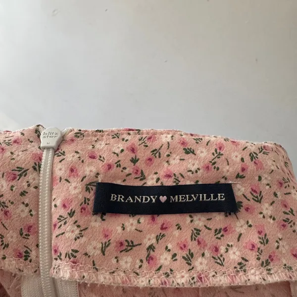 Brandy Melville Pink Rose‎ Floral Cara Ruffle Skirt - Image 9