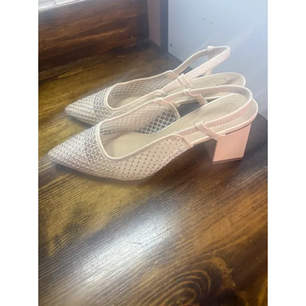 Cato Neutral Embellished Slingback Heels Size 9‎ - Image 2