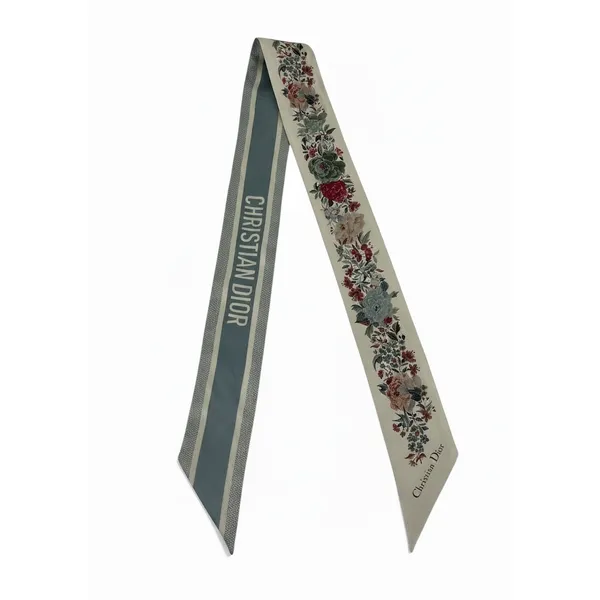 Christian Dior Toile de Jouy‎ Floral Silk Mitzah Scarf Beige Multicolor - Image 2