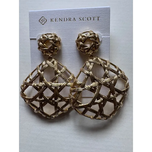 Kendra Scott Natalie Gold‎ Statement Earrings In Gold NWT $98 - Image 4