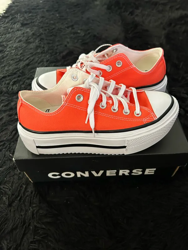 CONVERSE Ctas Lift Double Stack OX orange platform shoes sneakers women’s 7 new - Image 7