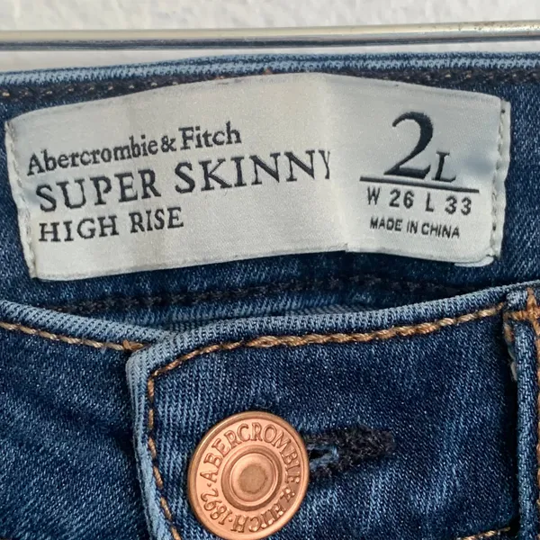 5/$25 Abercrombie & Fitch High Rise Super‎ Skinny Jeans in Medium Blue Wash - Image 4