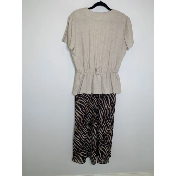 Studio I Mixed Print Safari Style Dress Zebra Print Skirt Sz Medium / Large - Image 9