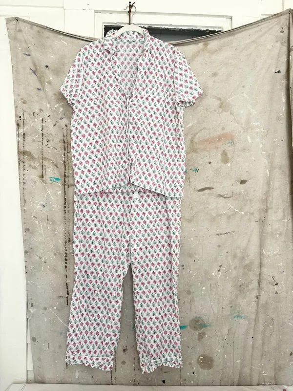 J Crew Cotton Pajama Set with Cropped Pant - Image 2