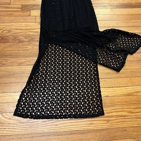 NWT American Rag Maxi Dress Womens Black Lace Racerback‎ Sheer Hem Slit Small - Image 7