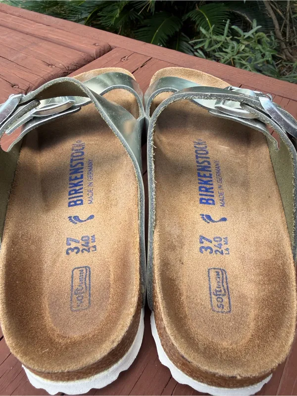 Birkenstock Arizona Metallic Silver Soft Footbed Sandals 37 US 6.5 $154 - Image 8