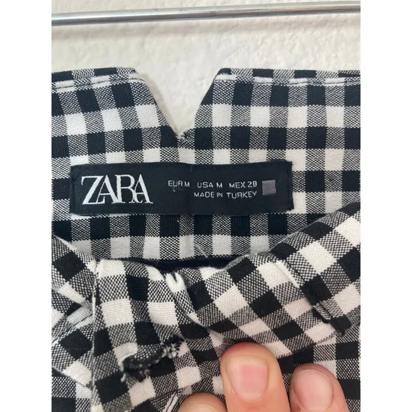 Zara Buffalo Plaid Casual Retro Business Casual Black White Straight Taper Pants - Image 4