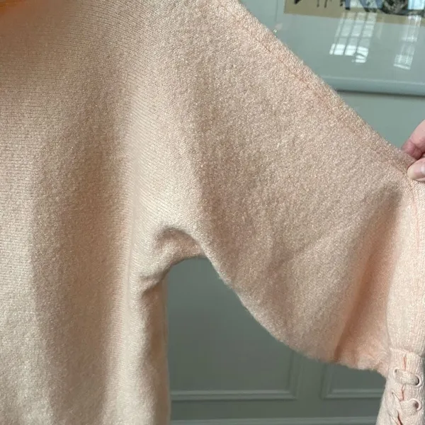 Wrangler Retro Cowl Neck Sweater Blanket Print Trim Peach Pink S - Image 4