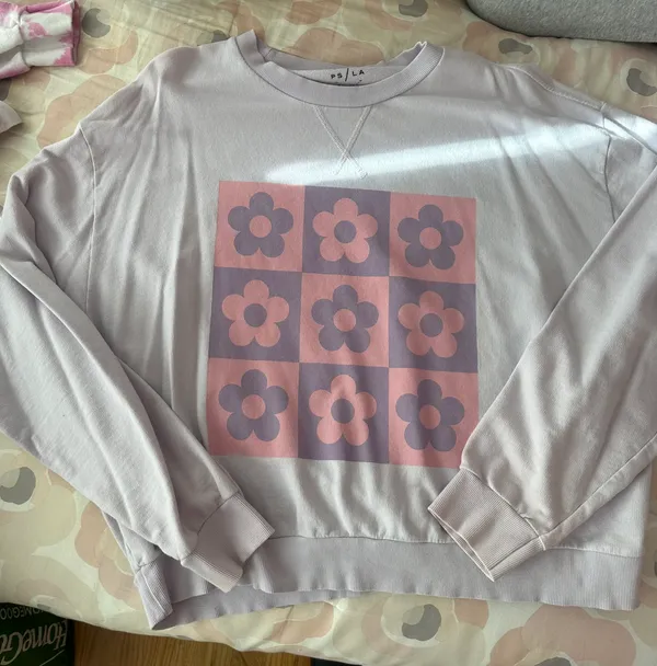 PacSun Pink and Purple Floral Crewneck Sweatshirt - Image 2