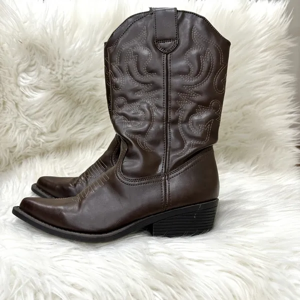 Rampage Wittney Faux Leather Cowgirl Boots Sz 7.5 - Image 10