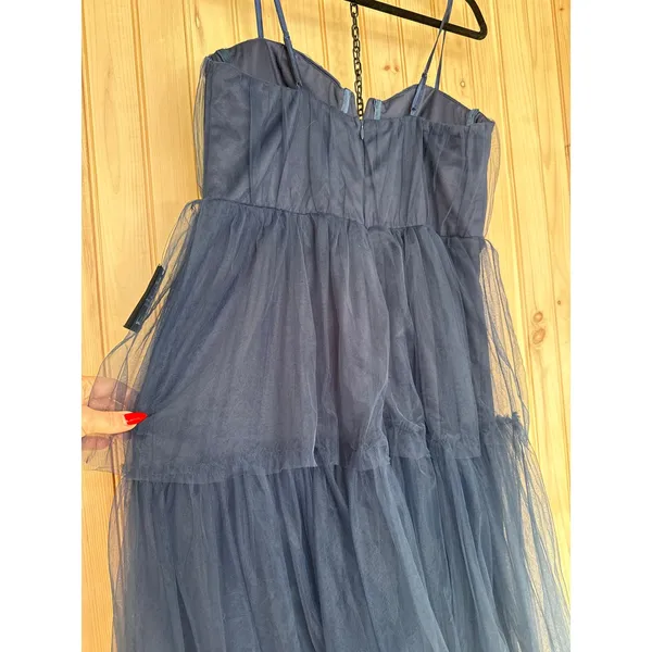 NWT Lulus Unforgettable Poise Navy Blue Tulle Bustier Tiered Maxi Dress Gala XL - Image 7