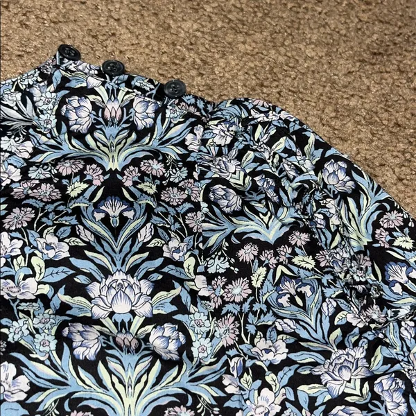 J. Crew Liberty‎ Fabric Sambourne Floral Ruffle Puff Sleeve Blouse Medium - Image 5