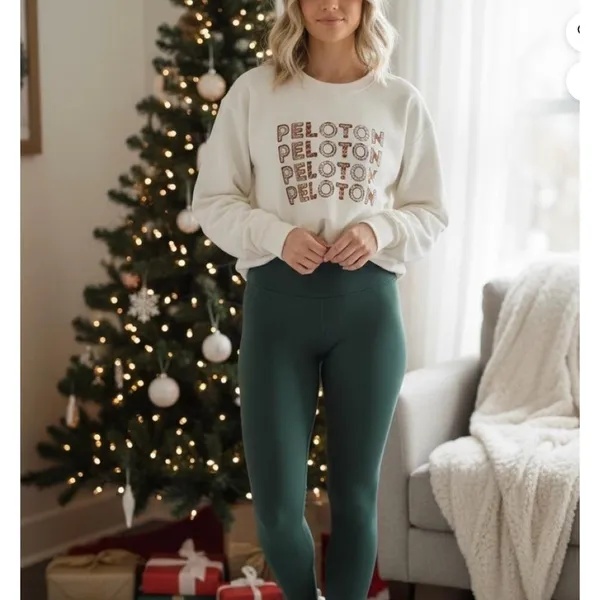 Peloton Cream Holiday Crewneck Sweatshirt‎ Unisex XXL Cozy Pullover - Image 4
