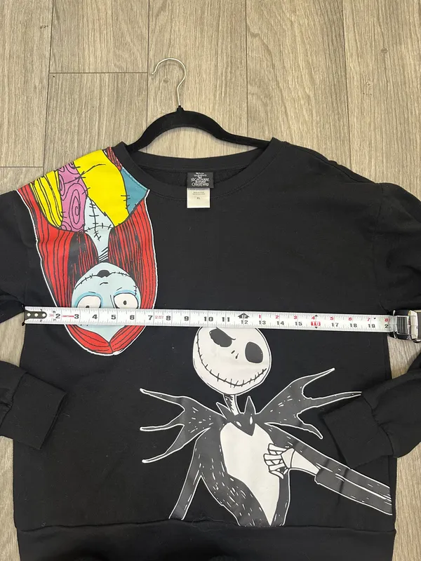 Disney Nightmare Before Christmas Jack & Sally Black Crewneck Sweatshirt - Image 5