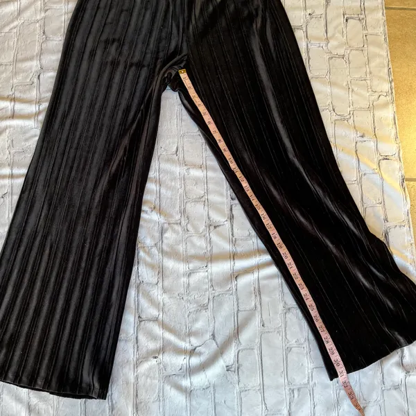 Cable & Gauge Velvet Black Whimsigoth Pull on Pants Large Gothic Pleated Holiday - Image 7