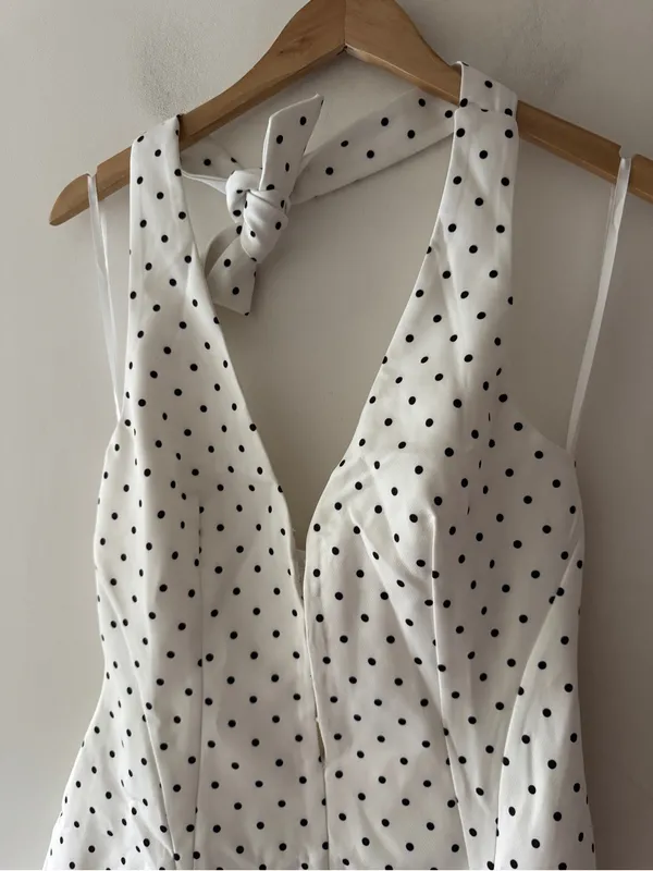 One and Only Collective Polka Dot Halter Style Mini Dress - Image 4