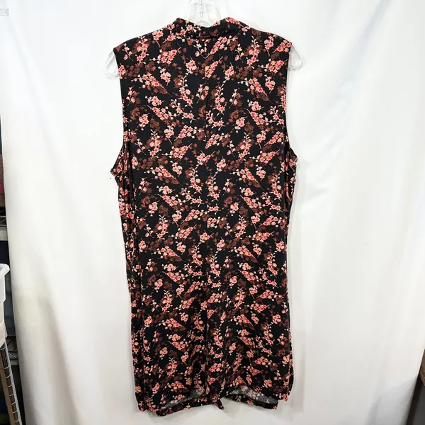 VTG Basic Editions Dress Size 10/12 Black Floral Sleeveless 90s Y2K Modest‎ 1767 - Image 2