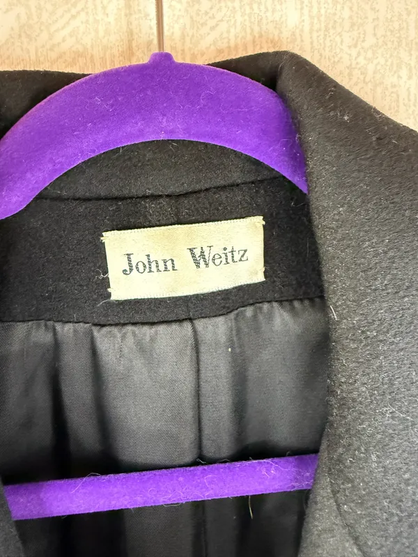 Vintage John Weitz Forstmann 100% Wool Black Double Breasted Long Coat Size L - Image 4