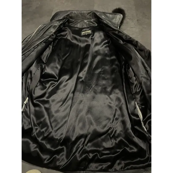 Images By Damselle Black‎ Leather Coat Vintage Women's Sz XL -200 - Image 3