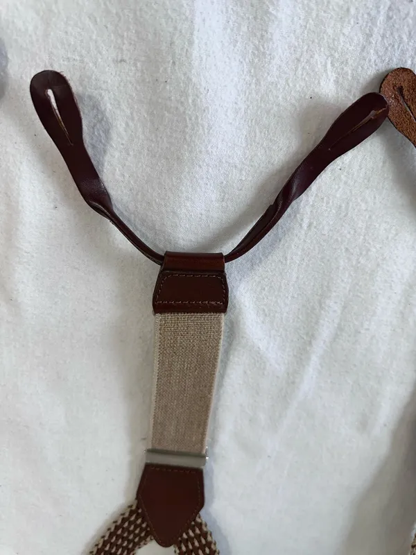 Banana Republic Suspenders Leather/Twine Brown Classic Woven Braided Braces - Image 7