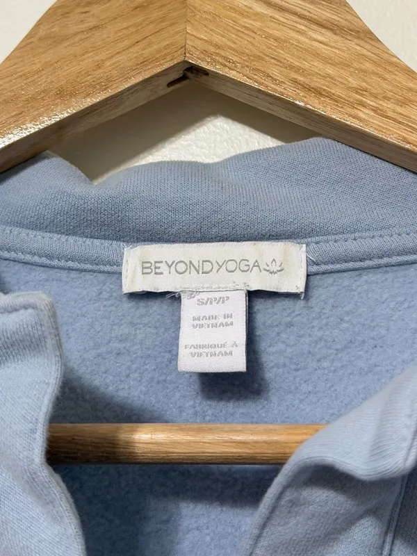 Beyond Yoga LuxeFleece Collared Sweatshirt Size Small Blue Sweater - Image 3