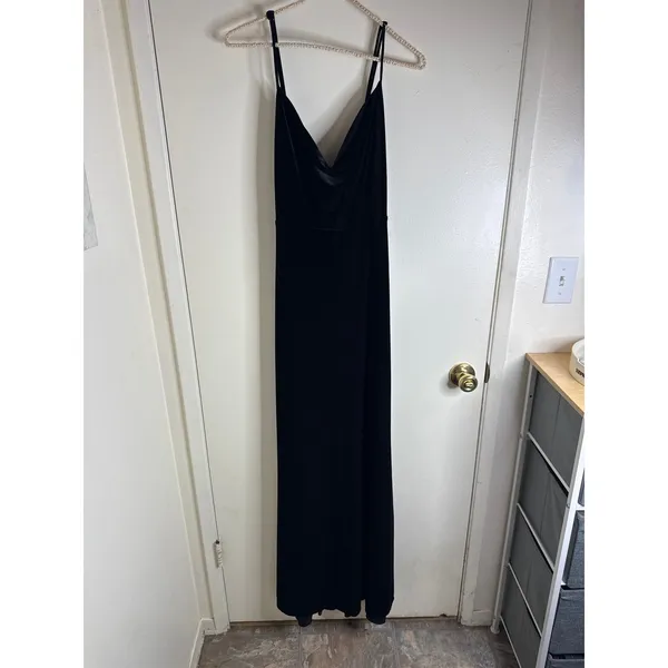 Lulus Perfectly Classy Black Velvet Cowl Neck Strappy Maxi Dress Gown Sz S - Image 5